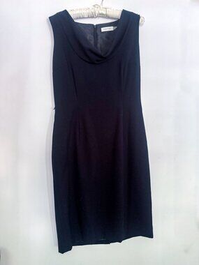Calvin Klein Navy Blue Sheath Dress Size 12 Sleeveless NWT Missing Belt